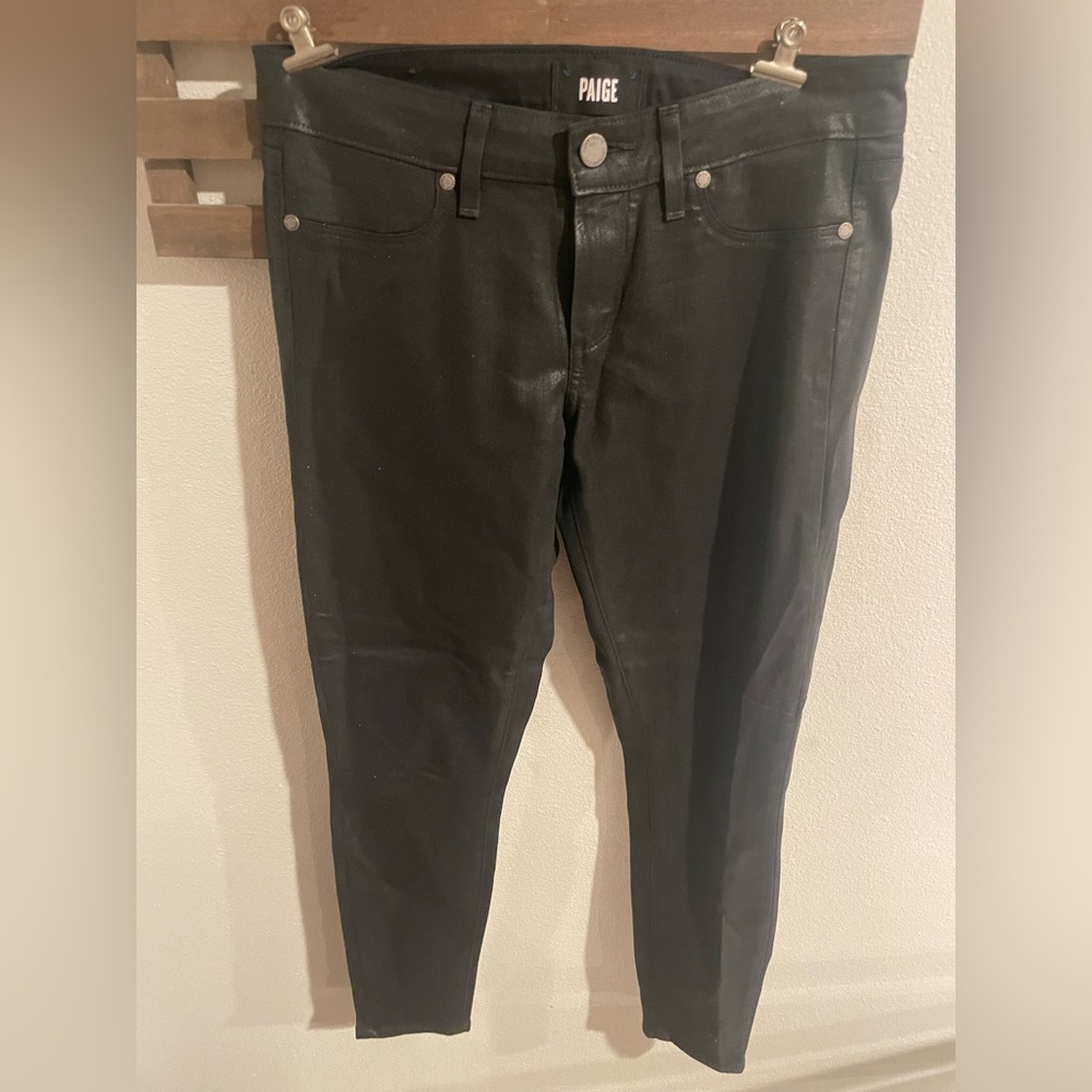 Paige Verdugo Ankle Black Coated‎ Jean Size 27